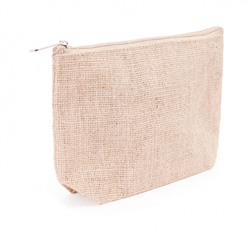 Kulturtasche aus Jute mit passendem Reißverschluss und Puller aus Jute